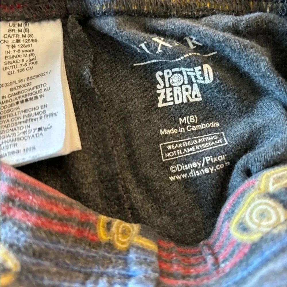 Spotted Zebra Pixar Disney Cars Boys Pajama Set Size 8